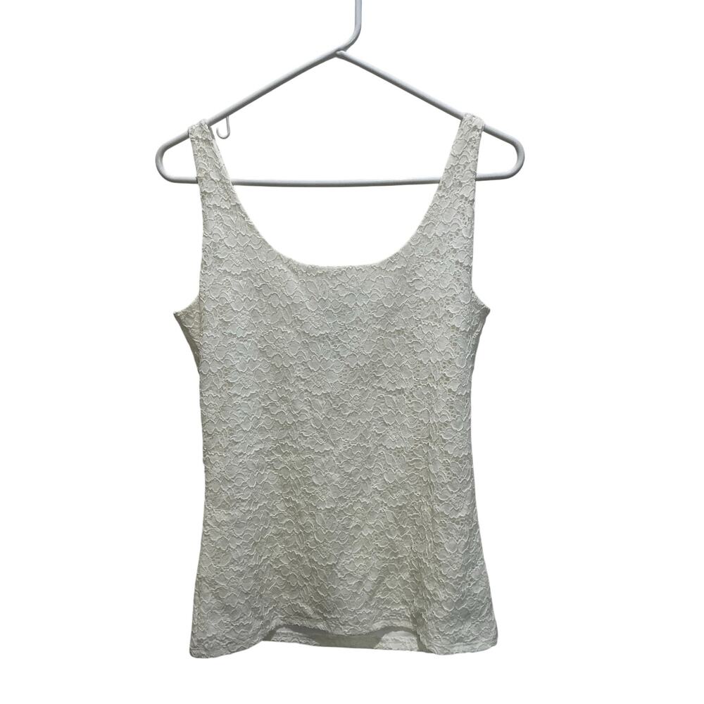 White House Black Market Ivory Lace Tank Top Size Medium (M)